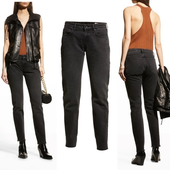 Rag and bone Drey Low Rise Slim boyfriend jeans Highland Black 24 women’s new - Picture 1 of 6